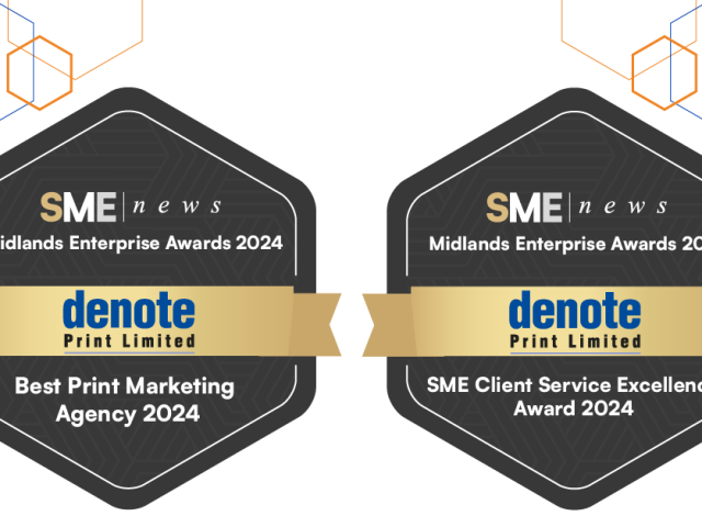 Best Print Marketing Agency 2024 - SME News Midlands Enterprise Awards - Denote Print